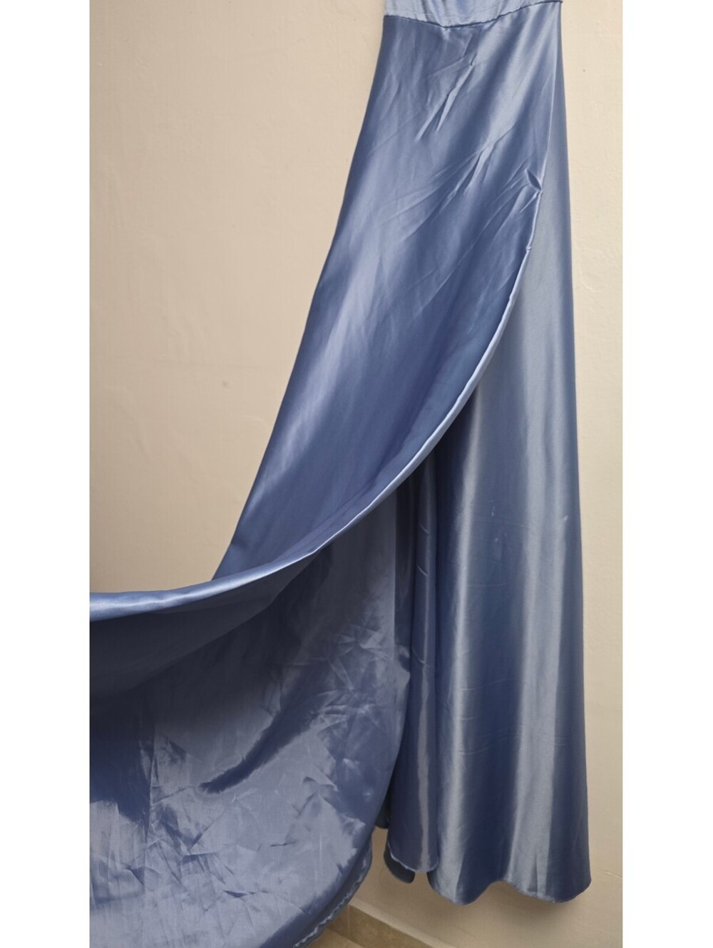 B.Darlin Blue Satin Maxi Formal Dress Size 11/12 Prom Evening Gown - Picture 5 of 8